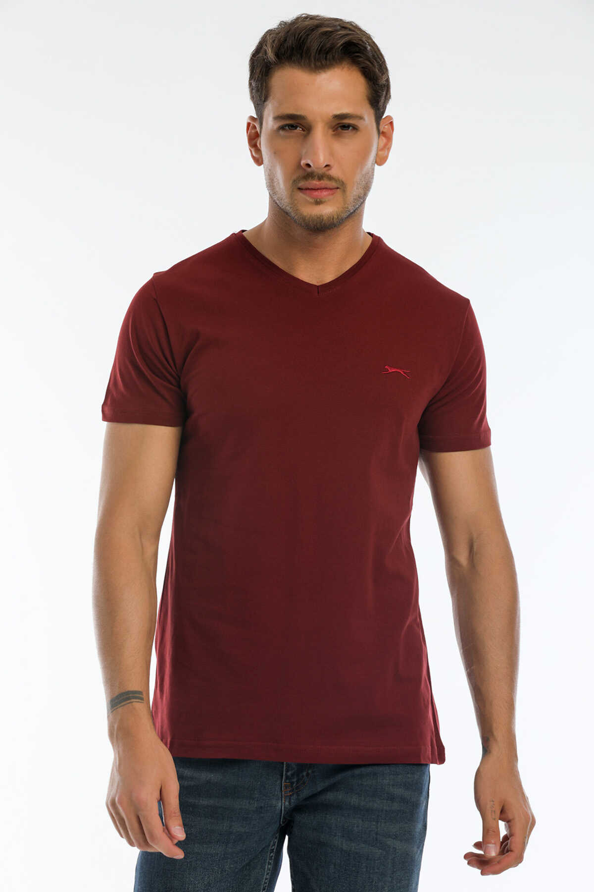 Slazenger - Slazenger SARGON KTN Erkek Tişört Bordo