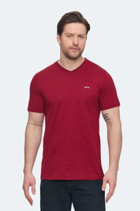 Slazenger - Slazenger SARGON KTN Erkek V Yaka Bordo Tişört