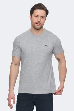 Slazenger SARGON KTN Erkek V Yaka Gri Tişört 