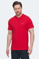 Slazenger - Slazenger SARGON KTN Erkek V Yaka Kırmızı Tişört