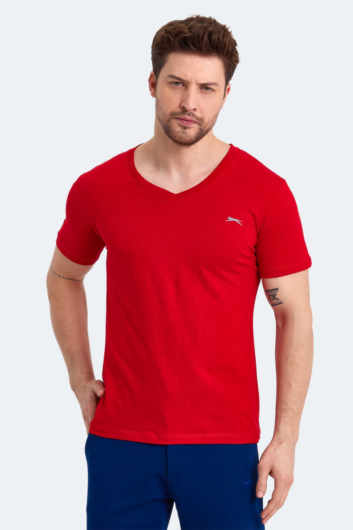 Slazenger - Slazenger SARGON KTN Erkek Kısa Kol T-Shirt Kırmızı