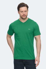 Slazenger - Slazenger SARGON KTN Erkek V Yaka Koyu Yeşil Tişört