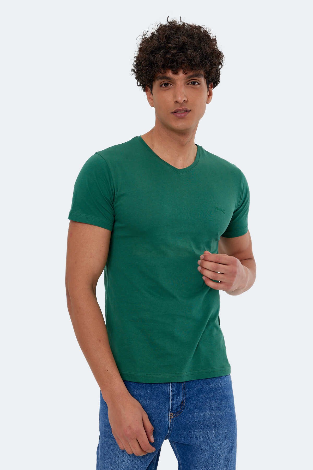 Slazenger SARGON KTN Erkek Kısa Kol T-Shirt Koyu Yeşil