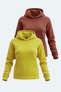 Slazenger - Slazenger SASSA 2 li set Kadın Kapüşonlu Cepli Sarı - Kiremit Sweatshirt Slazenger - Slazenger SASSA 2 li set Kadın Kapüşonlu Cepli Sarı - Kiremit Sweatshirt