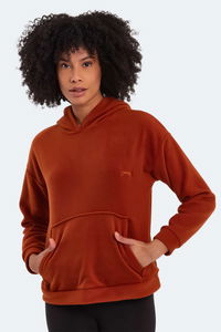 Slazenger - Slazenger SASSA IN Kadın Kapüşonlu Cepli Kiremit Polar Slazenger - Slazenger SASSA IN Kadın Kapüşonlu Cepli Kiremit Polar