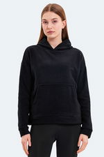 Slazenger - Slazenger SASSA IN Kadın Kapüşonlu Cepli Siyah Polar Slazenger - Slazenger SASSA IN Kadın Kapüşonlu Cepli Siyah Polar