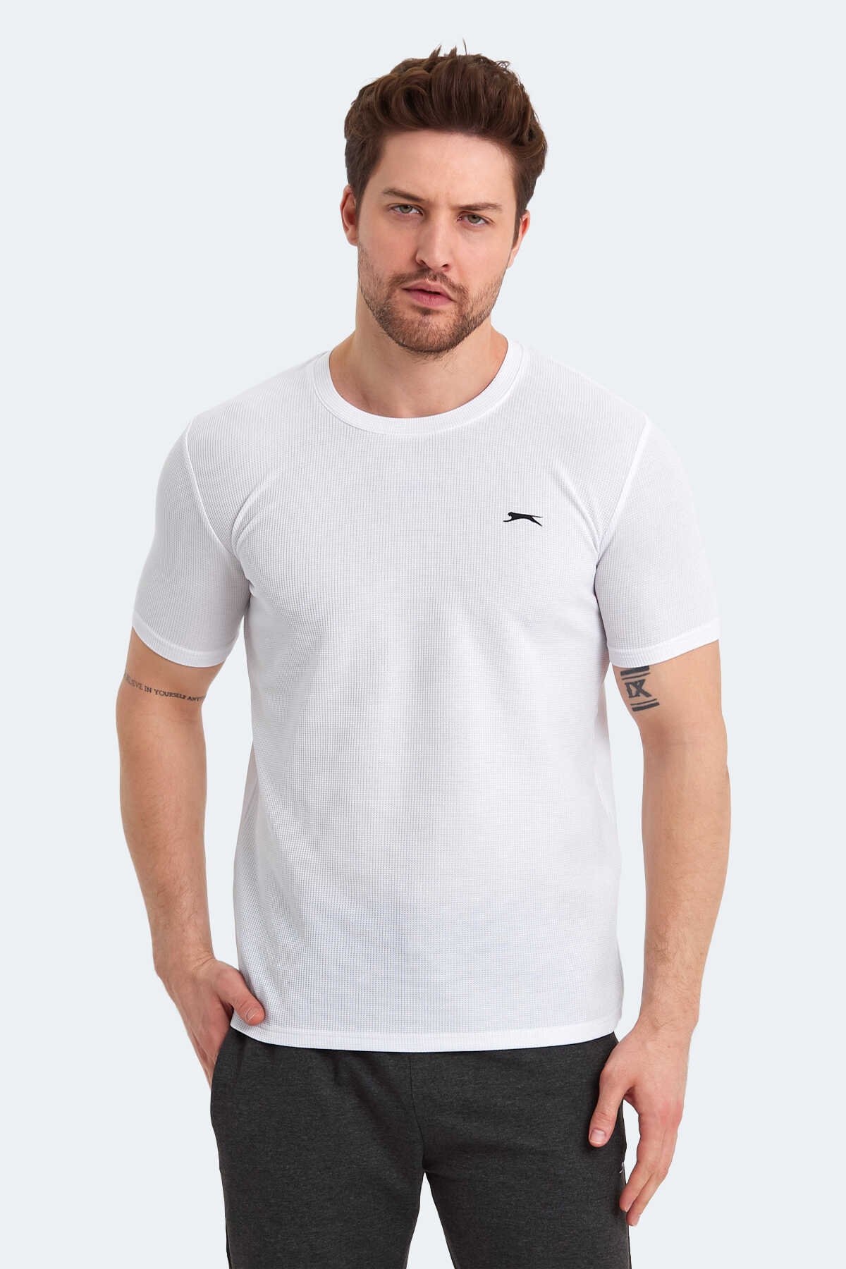 Slazenger - Slazenger SATURN I Erkek Kısa Kol T-Shirt Beyaz