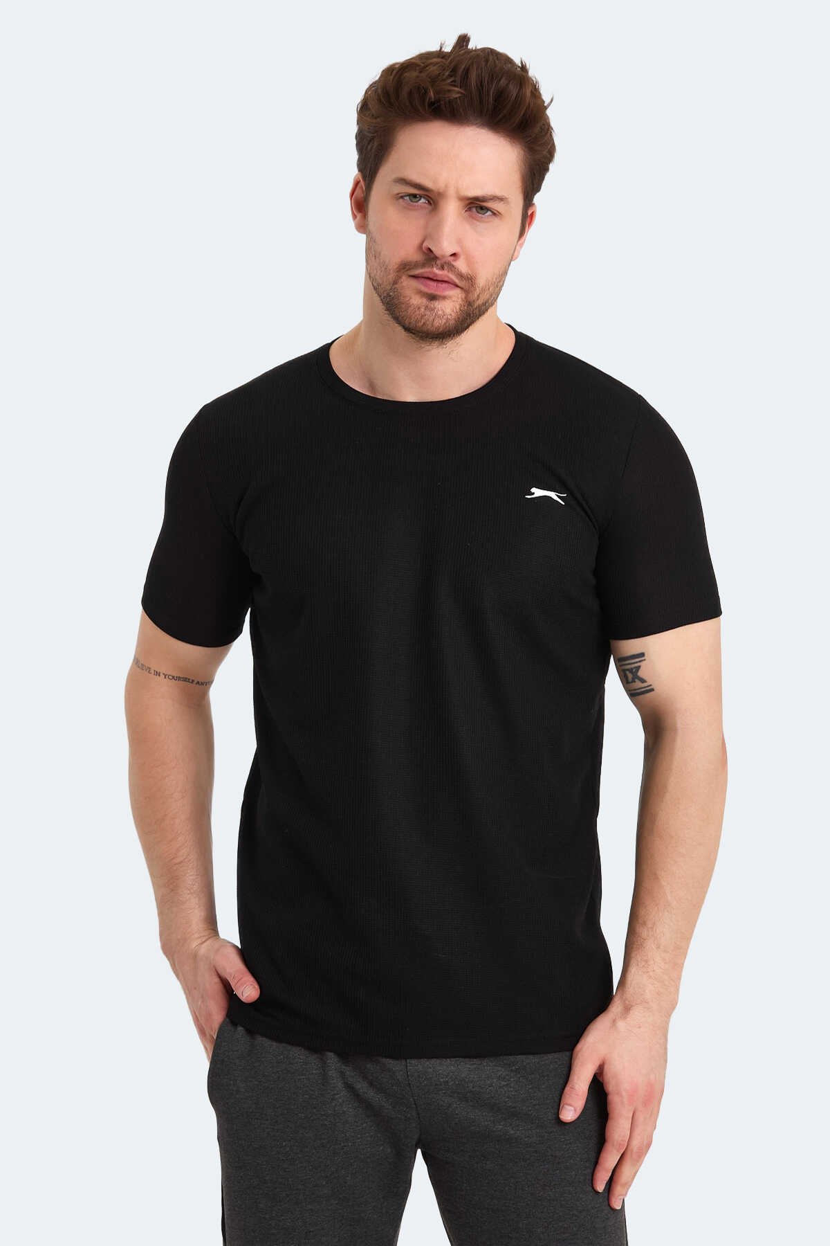 Slazenger - Slazenger SATURN I Erkek Kısa Kol T-Shirt Siyah