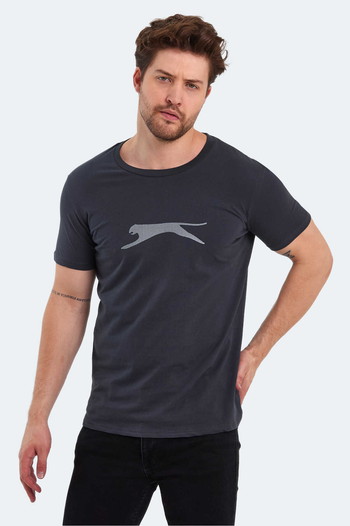 Slazenger - Slazenger SECTOR I Erkek Tişört Koyu Gri