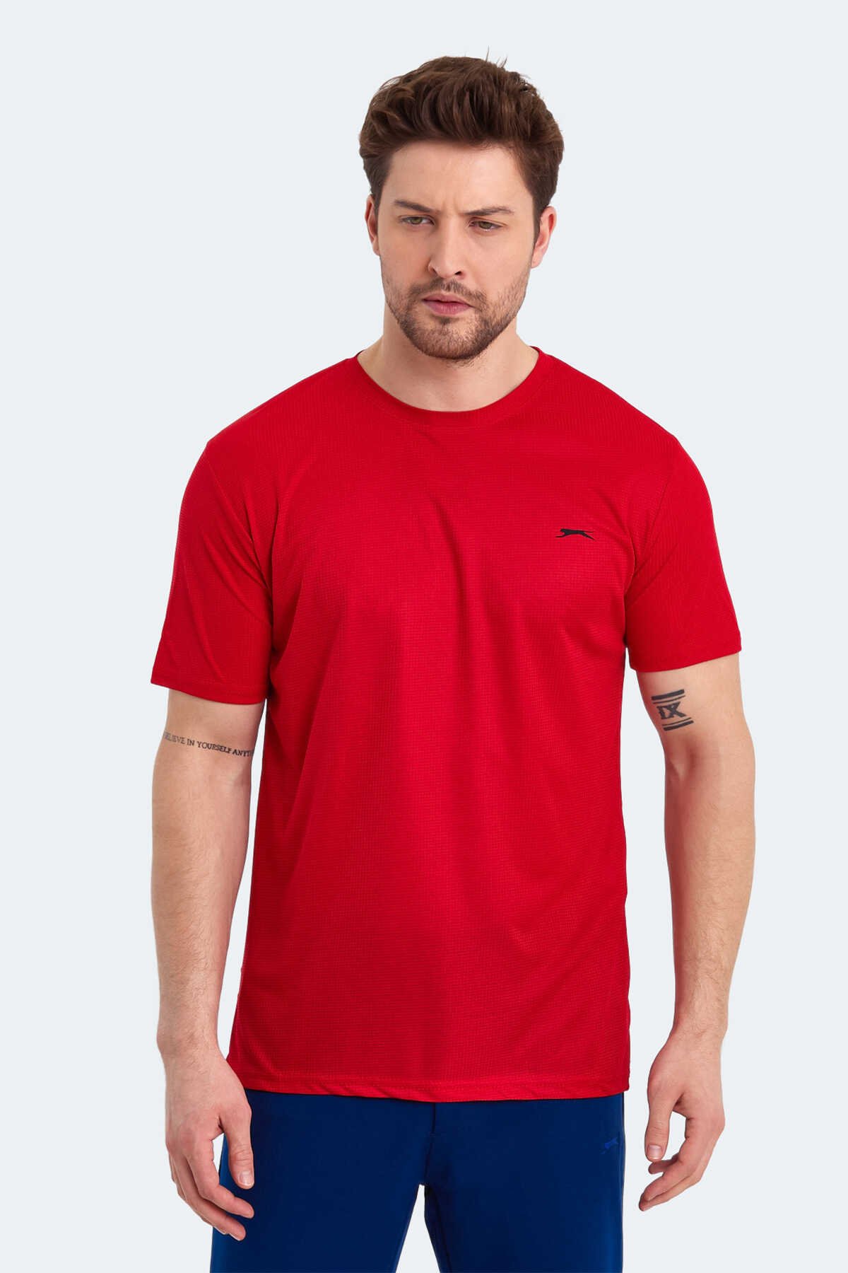 Slazenger - Slazenger SENATO I Erkek Kısa Kol T-Shirt Kırmızı