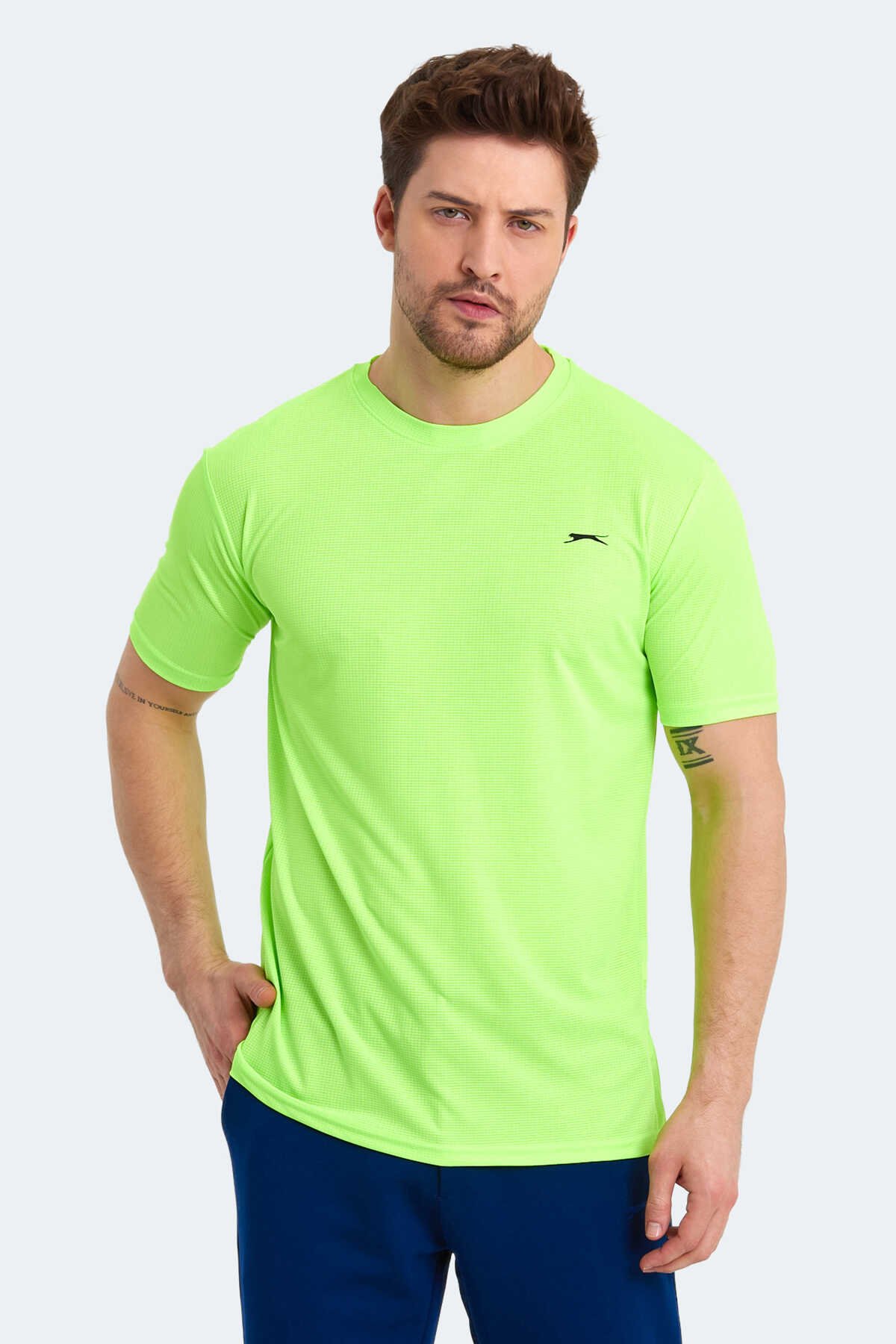 Slazenger - Slazenger SENATO I Erkek Kısa Kol T-Shirt Neon Yeşil
