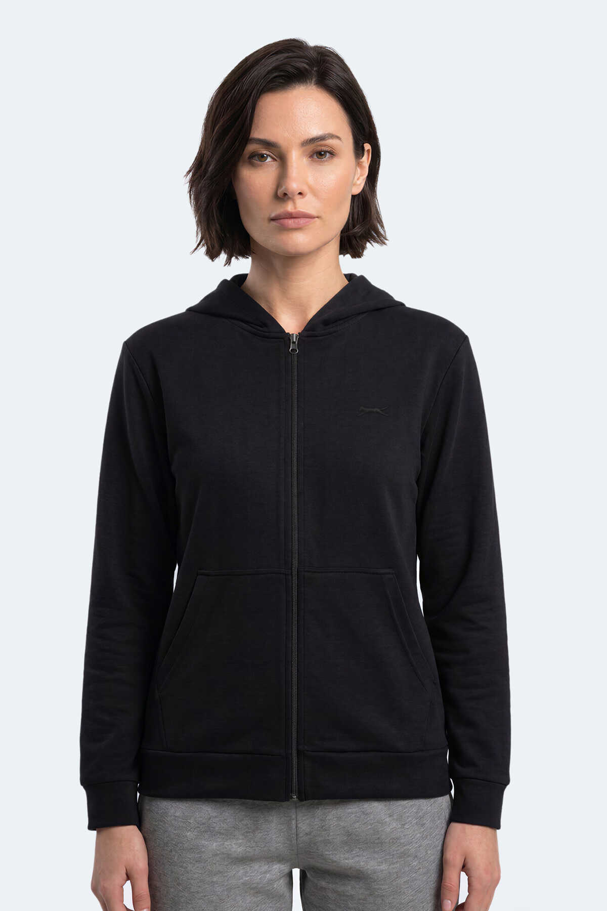 Slazenger - Slazenger SERA I Kadın Fermuarlı Siyah Sweatshırt