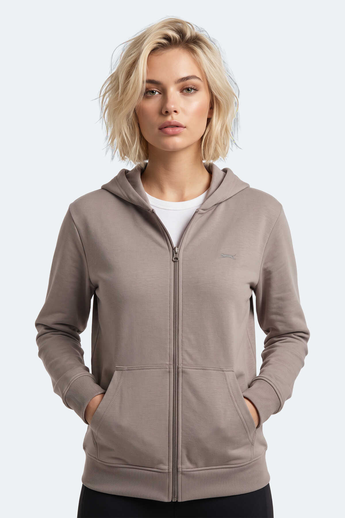 Slazenger - Slazenger SERA I Kadın Fermuarlı Gri Sweatshırt