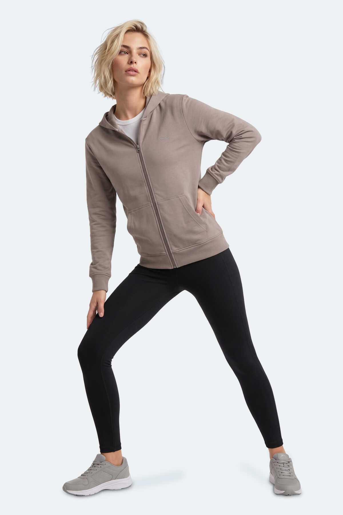 Slazenger SERA I Kadın Fermuarlı Gri Sweatshırt - 4