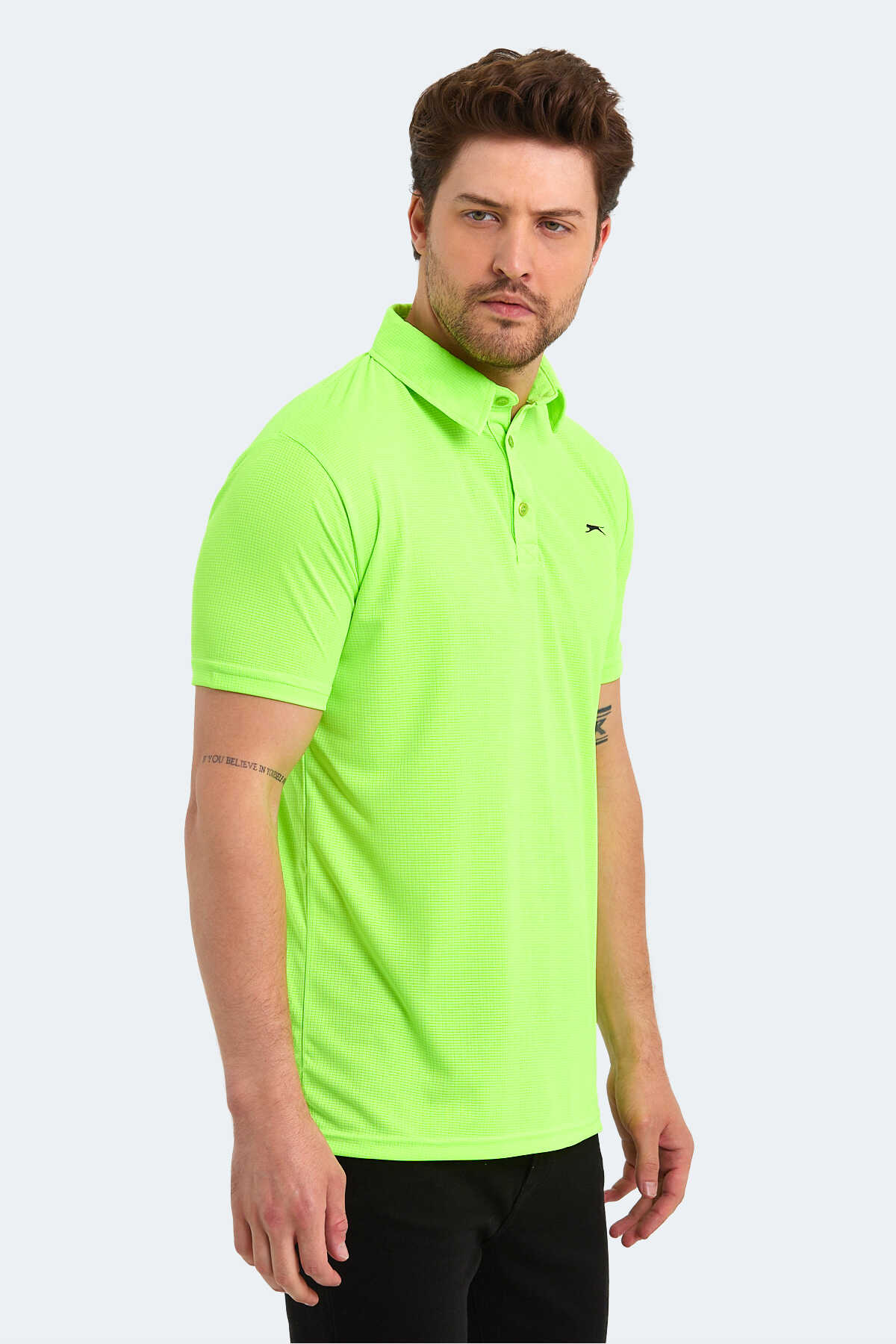 Slazenger SLOAN Erkek Polo Yaka Neon Yeşil Tişört - 4