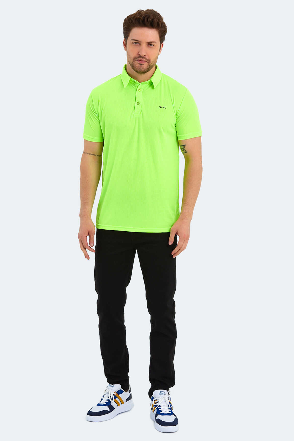 Slazenger SLOAN Erkek Polo Yaka Neon Yeşil Tişört - 6