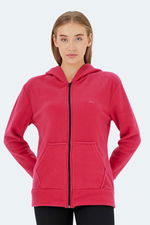 Slazenger - Slazenger SOFAL I Kadın Fermuarlı Kapüşonlu Cepli Fuşya Polar