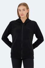 Slazenger - Slazenger SOFAL I Kadın Fermuarlı Kapüşonlu Cepli Siyah Polar