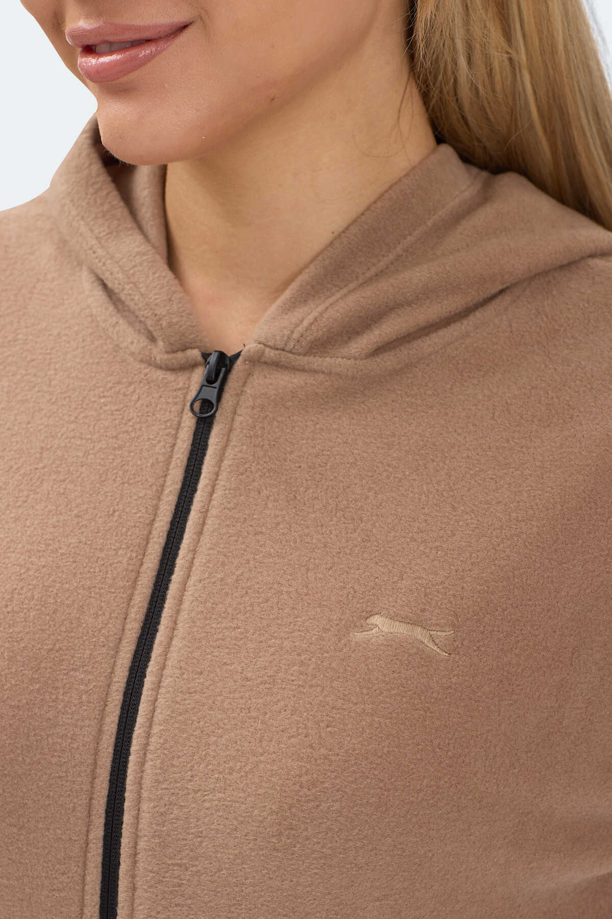 Slazenger SOFAL I Kadın Fermuarlı Kapüşonlu Cepli Toprak Polar - 2