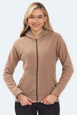 Slazenger - Slazenger SOFAL I Kadın Fermuarlı Kapüşonlu Cepli Toprak Polar