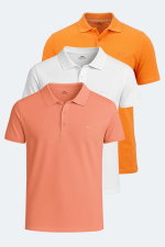 Slazenger - Slazenger SOHO 3 lü Set Erkek Beyaz - Somon - Turuncu Tişört