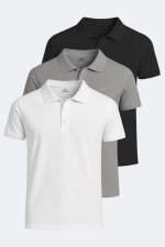 Slazenger - Slazenger SOHO 3 lü Set Erkek Beyaz - Gri - Siyah Tişört