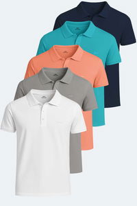 Slazenger - Slazenger SOHO 5 li Set Erkek Beyaz - Gri - Lacivert - Somon - Turkuaz Tişört