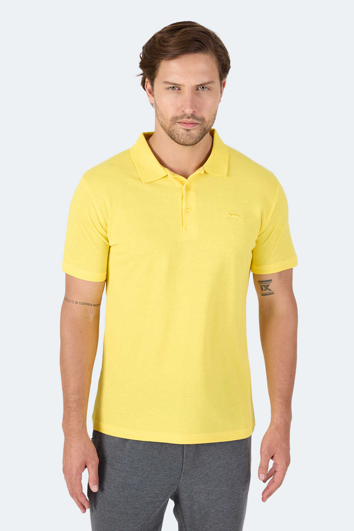 Slazenger - Slazenger SOHO I Erkek Polo Yaka Sarı Tişört