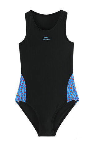Slazenger Spl RacerBlk Kız Çocuk Siyah / Turkuaz Mayo