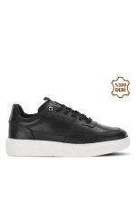 Slazenger - Slazenger STARX I Erkek Deri Siyah Günlük Spor Ayakkabısı