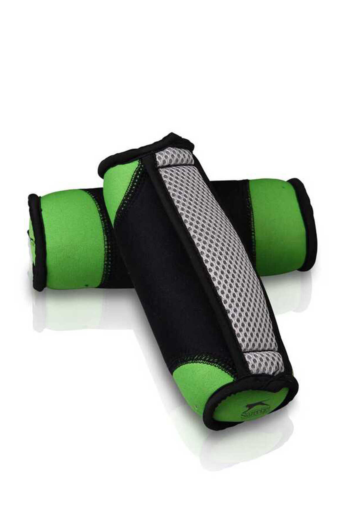 Slazenger - Slazenger Tutacaklı Neopren Dambıl (2 kg + 2 kg) Unisex Siyah / Yeşil Pilates Aksesuarları