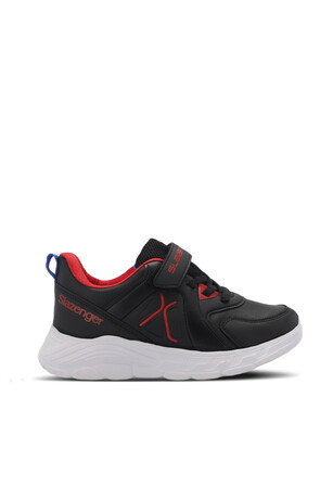 Slazenger VACATION I Unisex Çocuk Cırt Cırtlı Siyah / Kırmızı Günlük Spor Ayakkabısı 