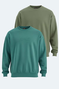Slazenger - Slazenger VADIK 2li set Erkek Oversıze Haki - Petrol Sweatshırt Slazenger - Slazenger VADIK 2li set Erkek Oversıze Haki - Petrol Sweatshırt