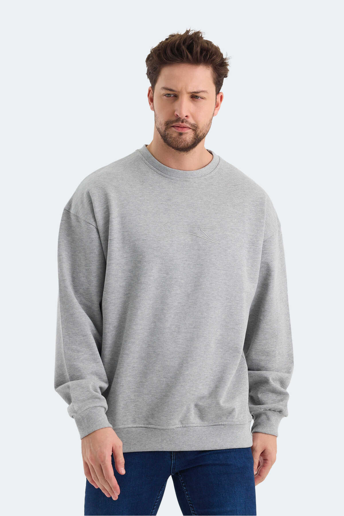 Slazenger - Slazenger VADIK Oversıze Erkek Sweatshirt Gri