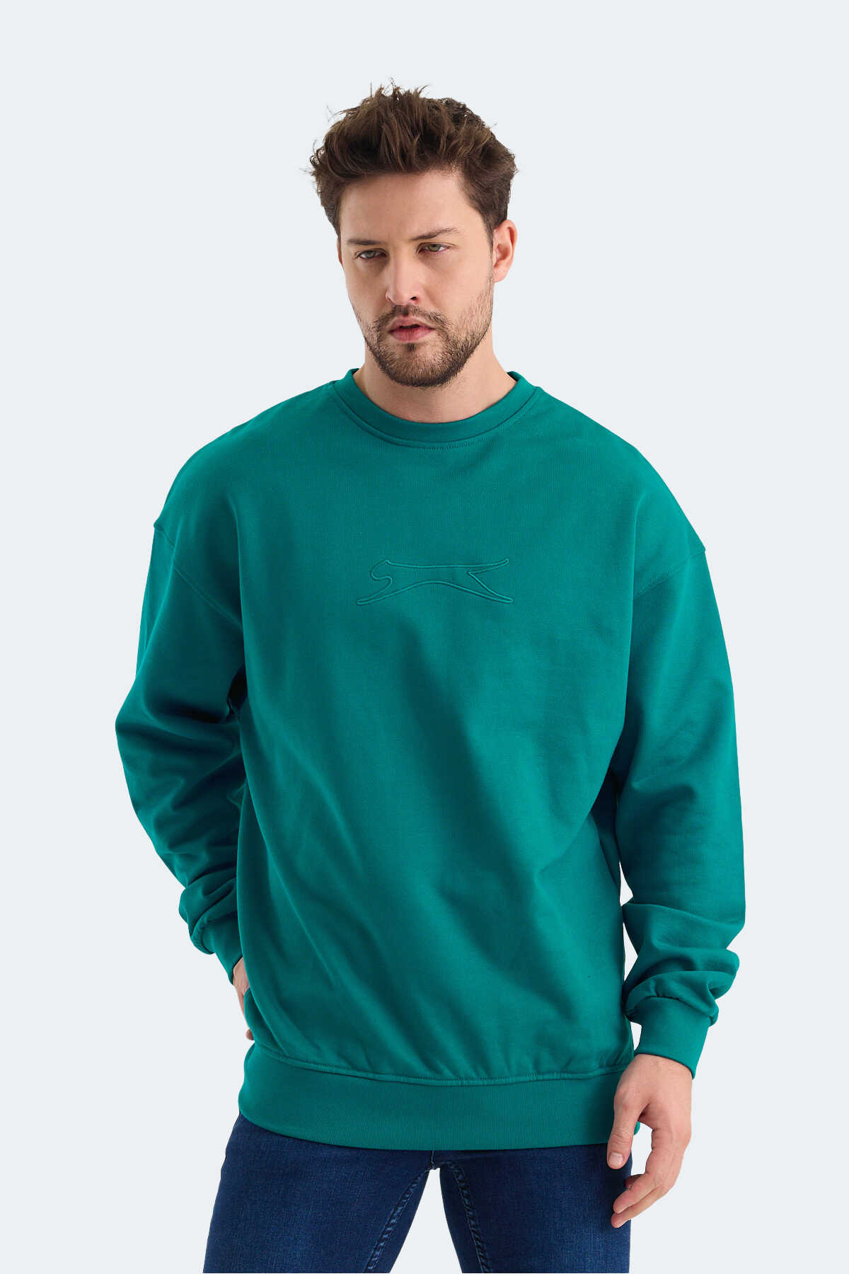 Slazenger - Slazenger VADIK Oversıze Erkek Sweatshirt Petrol