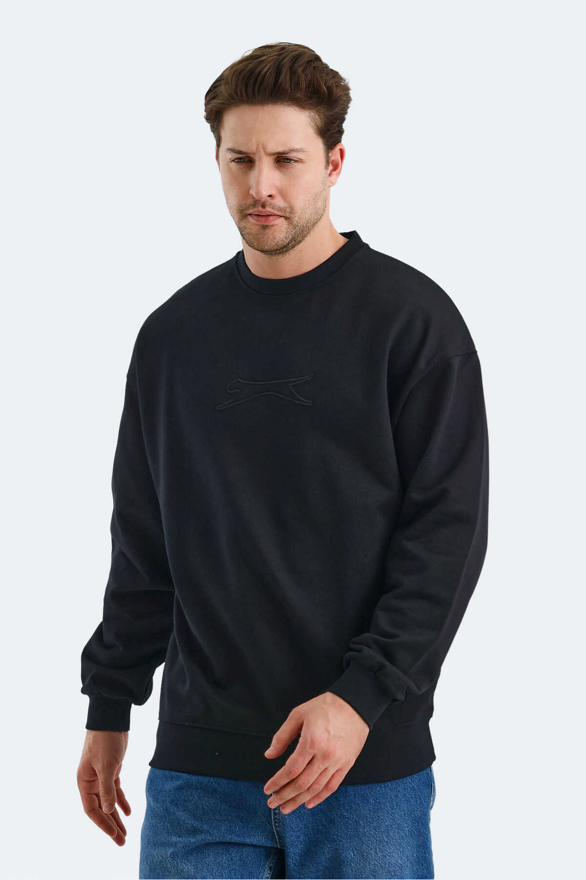 Slazenger - Slazenger VADIK Oversıze Erkek Sweatshirt Siyah