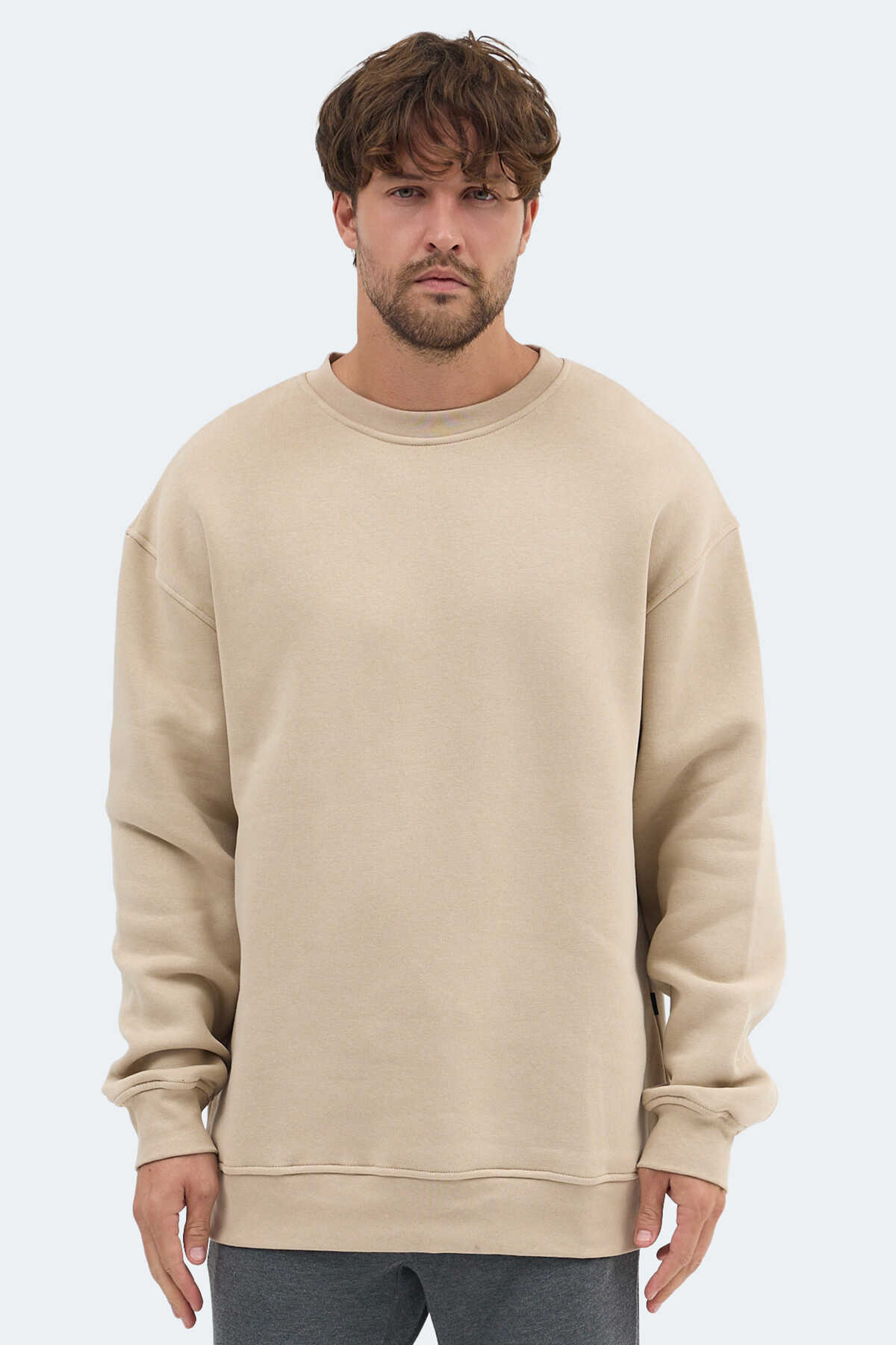 Slazenger - Slazenger VADIM Unisex Oversıze Bej Sweatshırt