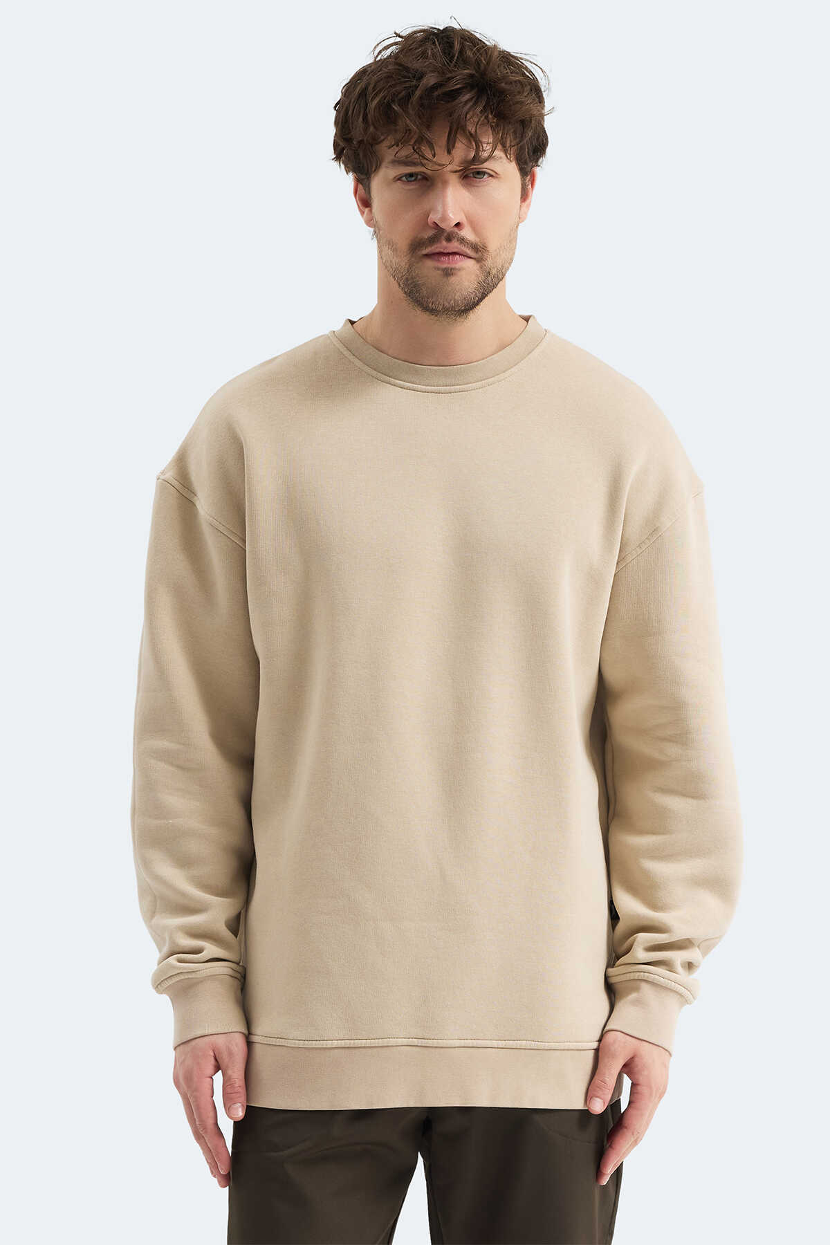 Slazenger - Slazenger VADIM Unisex Oversıze Bej Sweatshırt