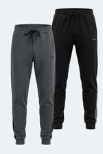 Slazenger - Slazenger VALARY 2 Lİ SET Erkek Siyah - Koyu Gri Eşofman Altı