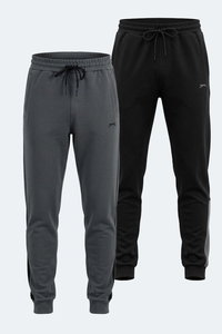 Slazenger - Slazenger VALARY 2 Lİ SET Erkek Siyah - Koyu Gri Eşofman Altı