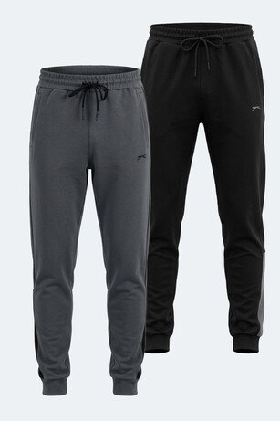 Slazenger VALARY 2 Lİ SET Erkek Cepli Slim Fit Siyah - Koyu Gri Eşofman Altı