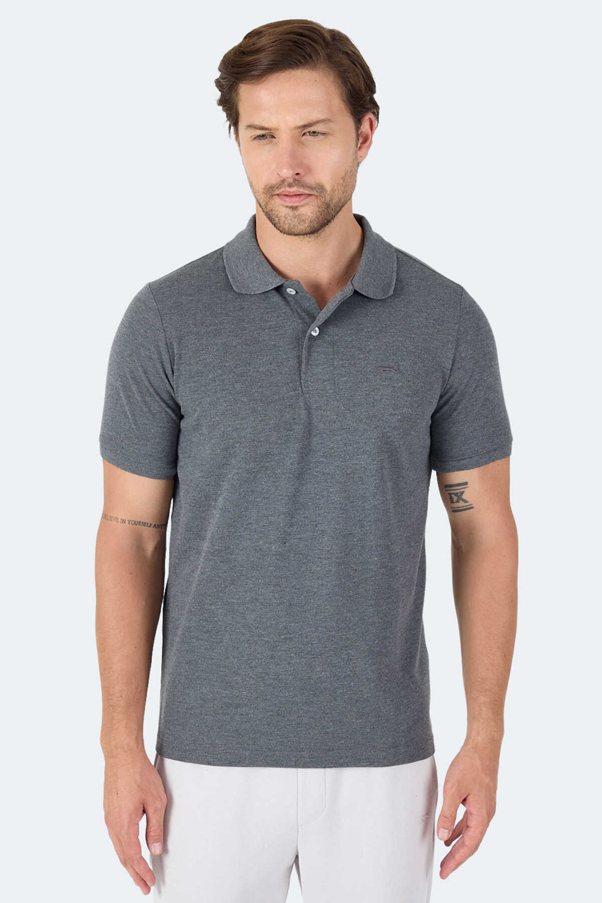 Slazenger - Slazenger VALE KTN Erkek Tişört Antrasit