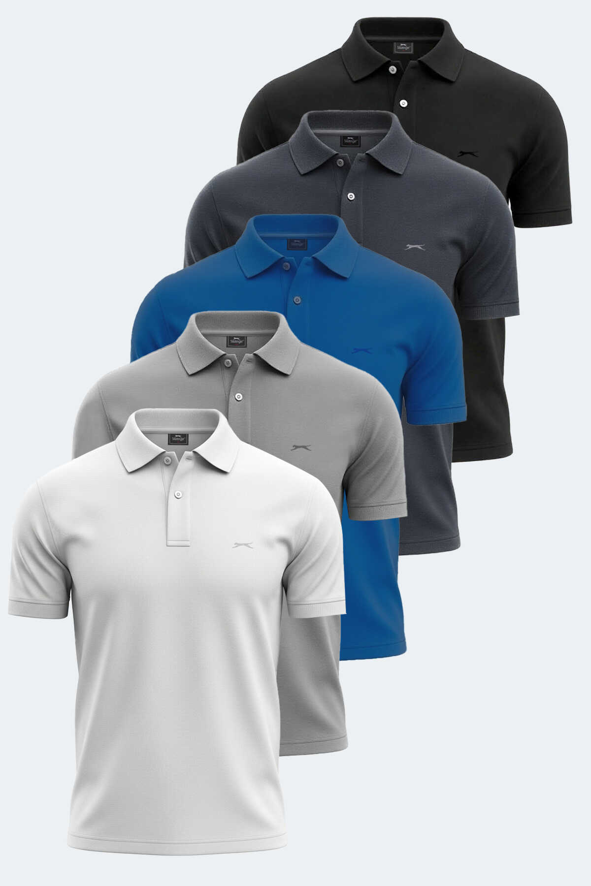 Slazenger - Slazenger VALE KTN Erkek Tişört Beyaz - Siyah - Gri - Koyu Gri - Saks Mavi