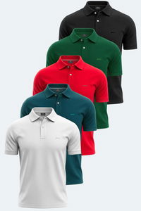 Slazenger - Slazenger VALE KTN 5 li Set Erkek Beyaz - Siyah - Petrol - Yeşil - Kırmızı Tişört