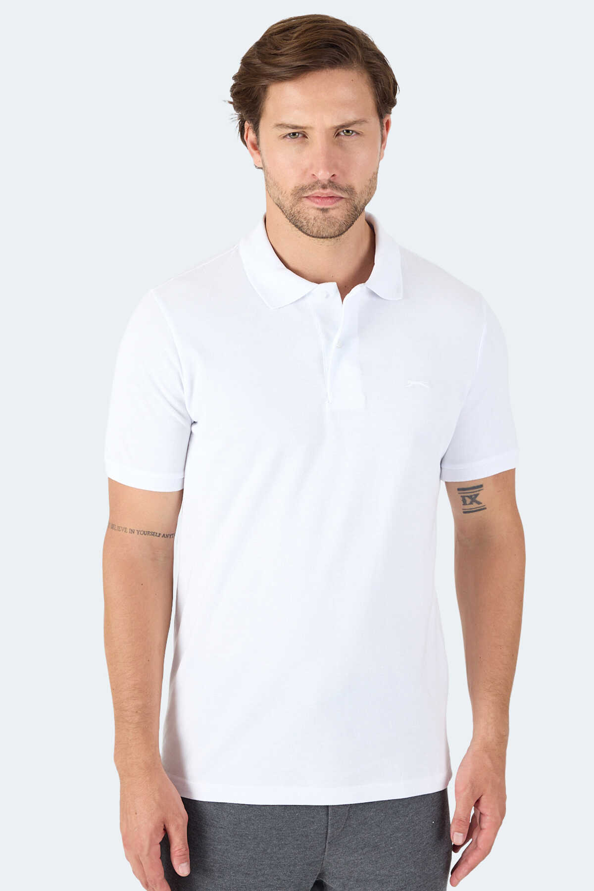 Slazenger - Slazenger VALE KTN Erkek Tişört Beyaz