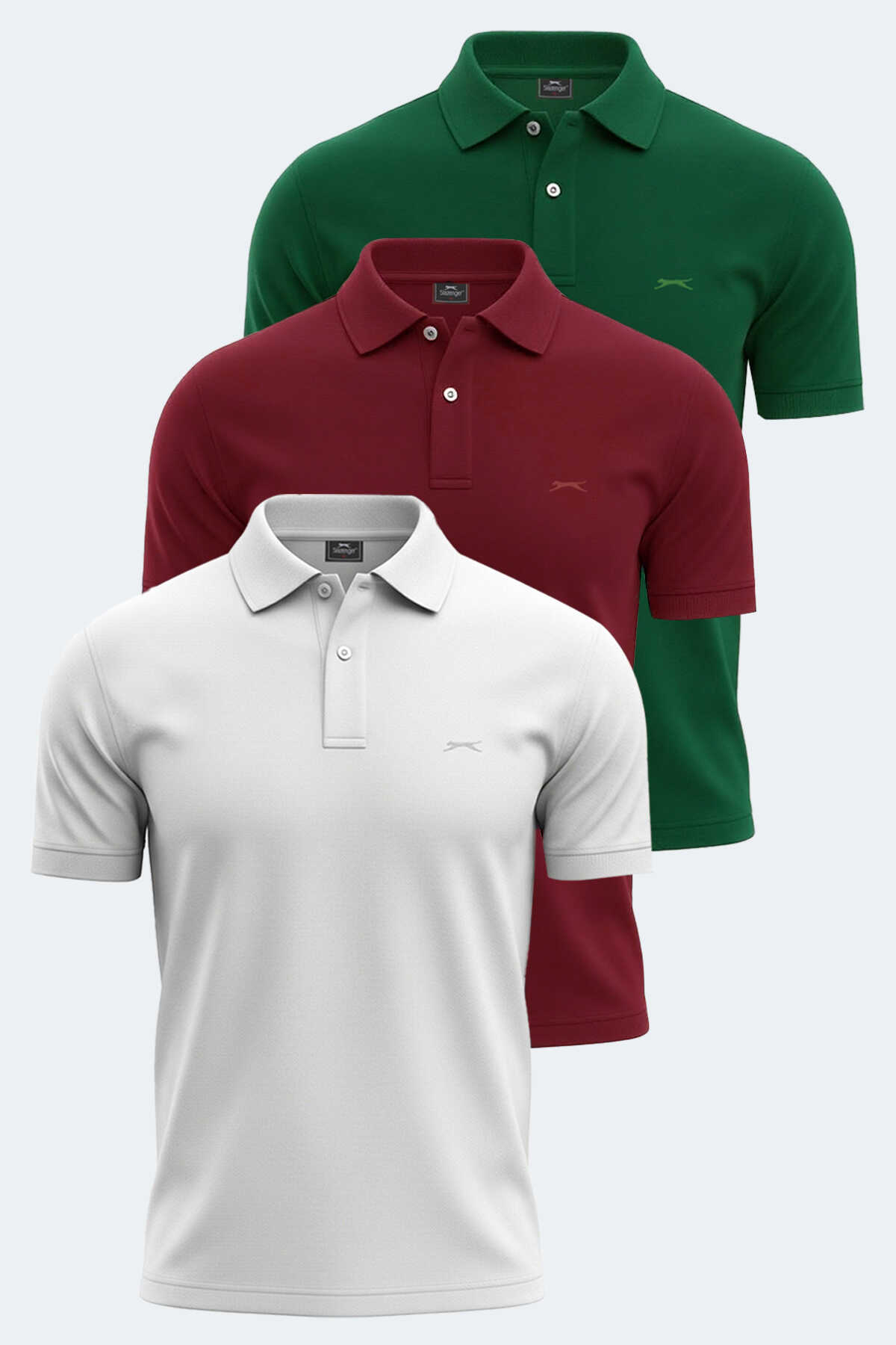 Slazenger - Slazenger VALE KTN Erkek Tişört Beyaz - Yeşil - Bordo