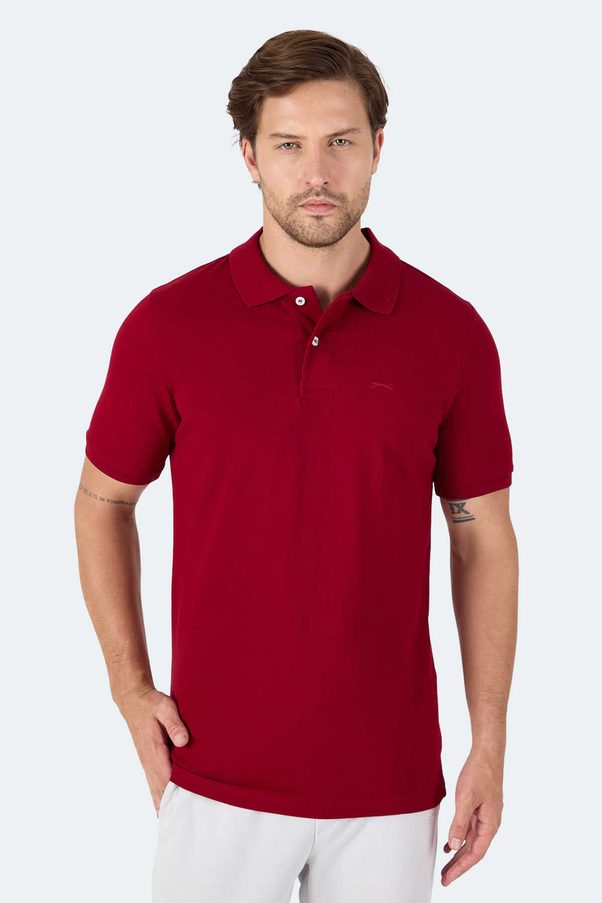 Slazenger - Slazenger VALE KTN Erkek Tişört Bordo