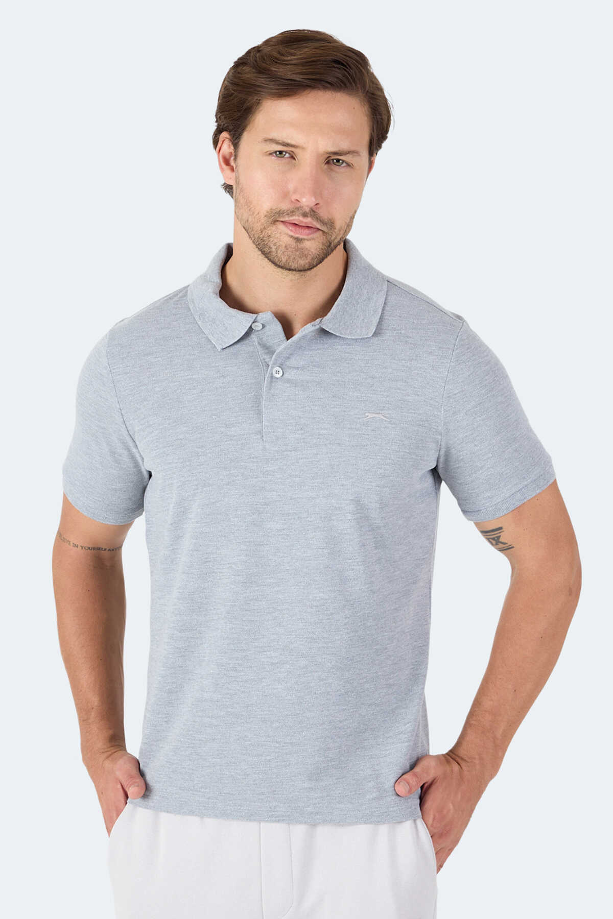 Slazenger - Slazenger VALE KTN Erkek Tişört Gri