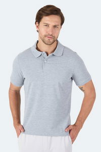 Slazenger - Slazenger VALE KTN Erkek Polo Yaka Gri Tişört