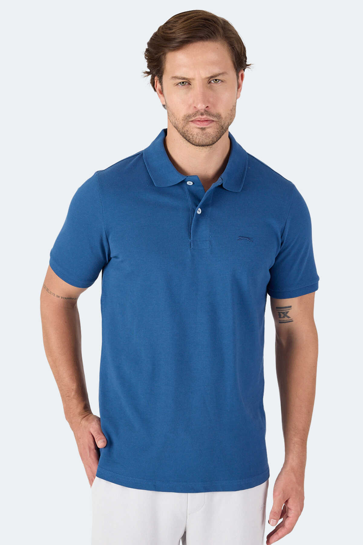 Slazenger - Slazenger VALE KTN Erkek Tişört Saks Mavi